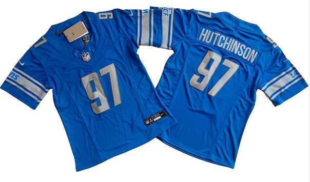 Women%27s Detroit Lions #97 Aidan Hutchinson Blue 2023 F.U.S.E. Vapor Limited Football Stitched Jersey(Run Smaller)